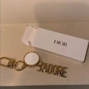 Dior J'adore Gold and White Keychain